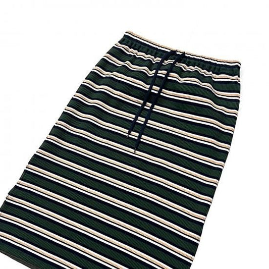 PENCIL SKIRT - RANDOM STRIPE (OLIVE)
