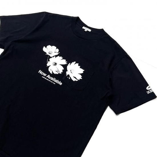 PRINTED CROSS CREW NECK T-SHIRT - FLOWER (BLACK)