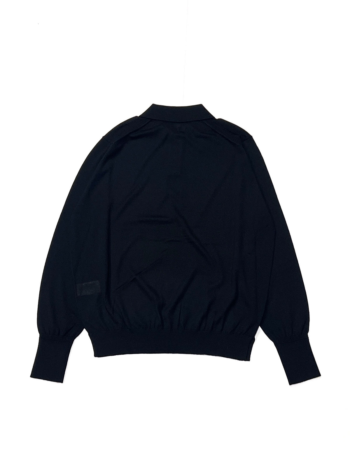 STRUCTURE EYELET L/S POLO BLACK