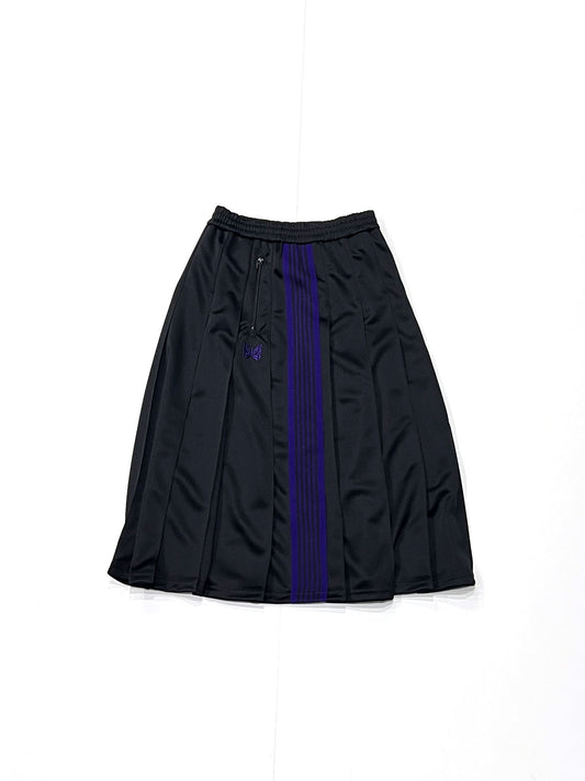 PLEATED TRACK SKIRT - POLY SMOOTH BLACK