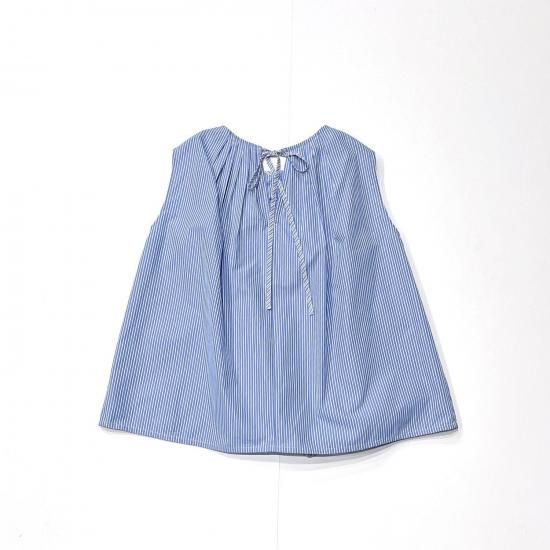Sleeveless Frill Shirt - Stripe