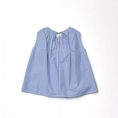 Sleeveless Frill Shirt - Stripe