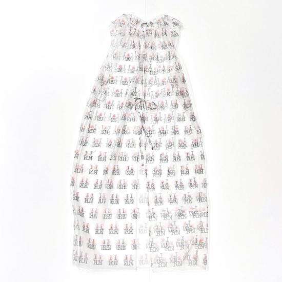 CREW NECK SLEEVELESS DRESS - ORIGINAL PRINTED TULLE