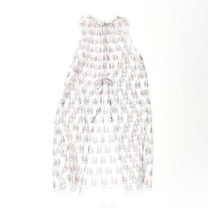 CREW NECK SLEEVELESS DRESS - ORIGINAL PRINTED TULLE