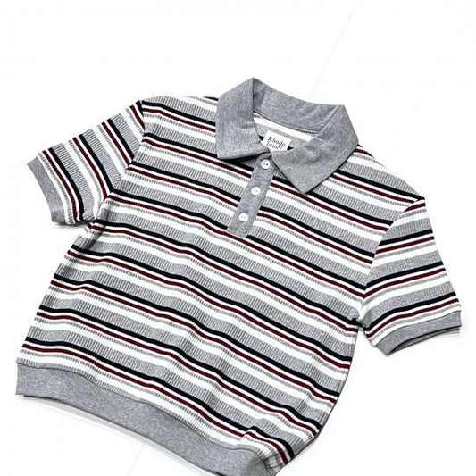POLO SHIRT - RANDOM STRIPE (H.GREY)