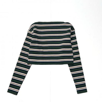 TWO-WAYS SPENCER BASQUE SHIRT - RANDOM STRIPE (OLIVE)