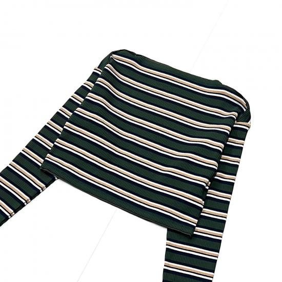 TWO-WAYS SPENCER BASQUE SHIRT - RANDOM STRIPE (OLIVE)