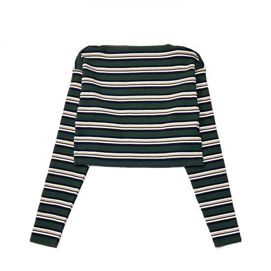TWO-WAYS SPENCER BASQUE SHIRT - RANDOM STRIPE (OLIVE)