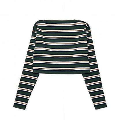 TWO-WAYS SPENCER BASQUE SHIRT - RANDOM STRIPE (OLIVE)
