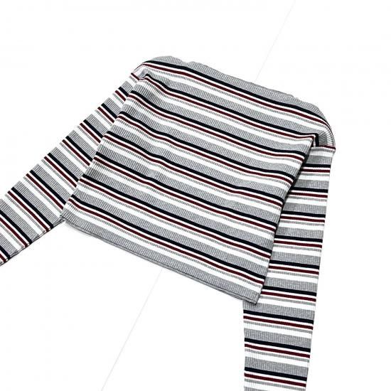 TWO-WAYS SPENCER BASQUE SHIRT - RANDOM STRIPE (H.GREY)