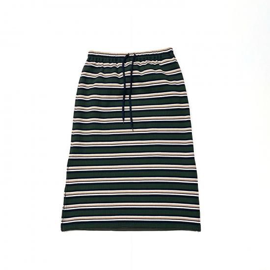 PENCIL SKIRT - RANDOM STRIPE (OLIVE)