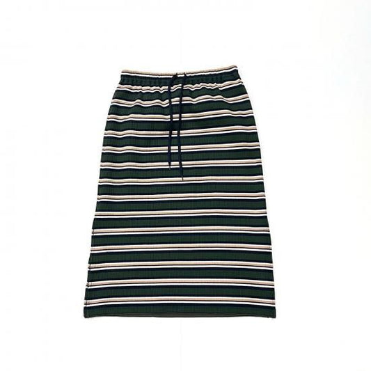 PENCIL SKIRT - RANDOM STRIPE (OLIVE)
