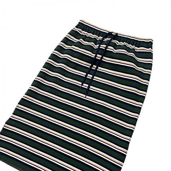 PENCIL SKIRT - RANDOM STRIPE (OLIVE)
