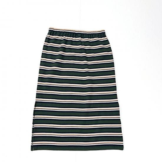 PENCIL SKIRT - RANDOM STRIPE (OLIVE)