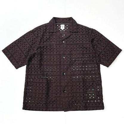 CABANA SHIRT / CUTWORK EMBROIDERY (DK.BROWN)