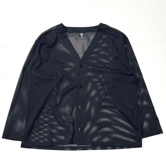V-NECK CARDIGAN - KNIT MESH (BLACK)