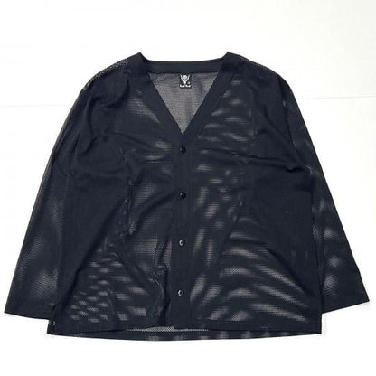 V-NECK CARDIGAN - KNIT MESH (BLACK)