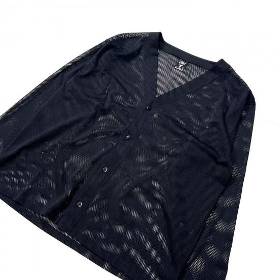 V-NECK CARDIGAN - KNIT MESH (BLACK)