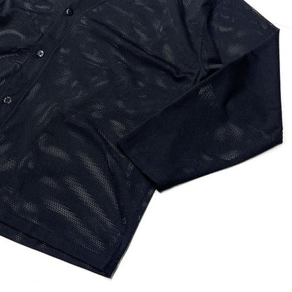 V-NECK CARDIGAN - KNIT MESH (BLACK)