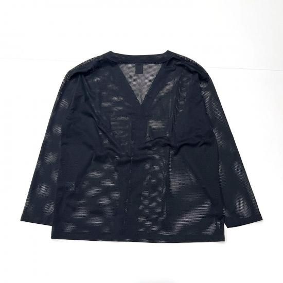 V-NECK CARDIGAN - KNIT MESH (BLACK)