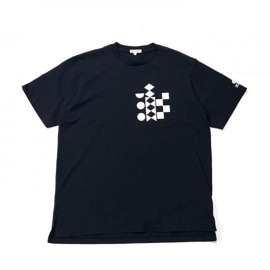 PRINTED CROSS CREW NECK T-SHIRT - MULTI PATTERN (BLACK)