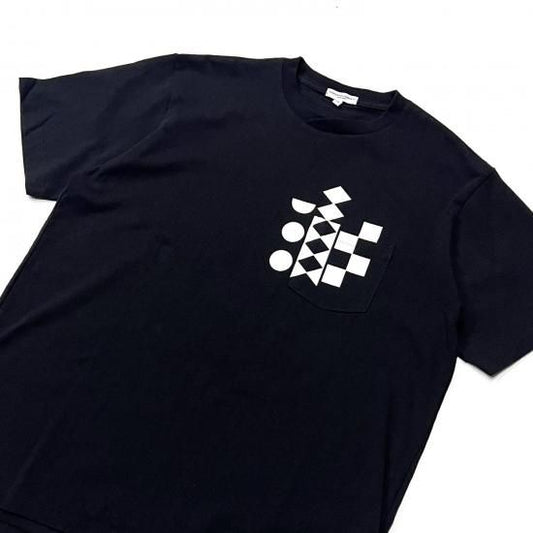 PRINTED CROSS CREW NECK T-SHIRT - MULTI PATTERN (BLACK)