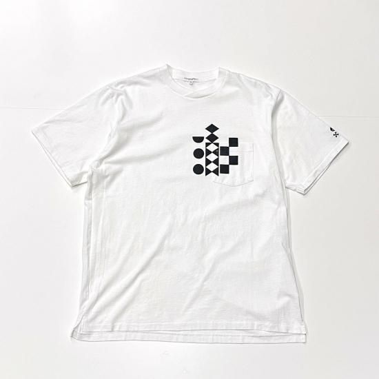 PRINTED CROSS CREW NECK T-SHIRT - MULTI PATTERN (WHITE)
