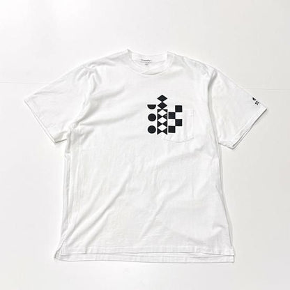 PRINTED CROSS CREW NECK T-SHIRT - MULTI PATTERN (WHITE)