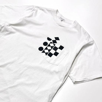 PRINTED CROSS CREW NECK T-SHIRT - MULTI PATTERN (WHITE)