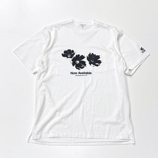 PRINTED CROSS CREW NECK T-SHIRT - FLOWER (WHITE)