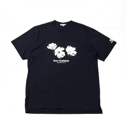 PRINTED CROSS CREW NECK T-SHIRT - FLOWER (BLACK)