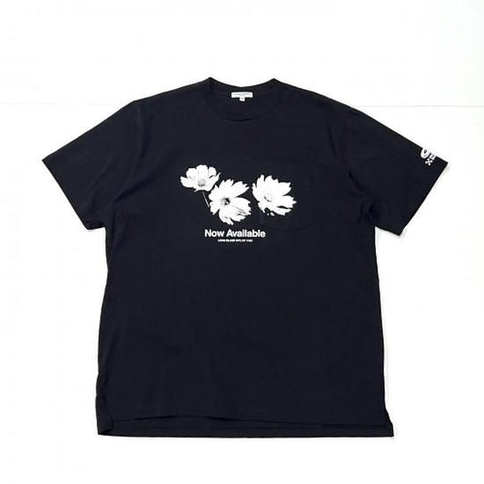 PRINTED CROSS CREW NECK T-SHIRT - FLOWER (BLACK)