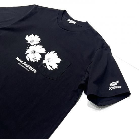 PRINTED CROSS CREW NECK T-SHIRT - FLOWER (BLACK)