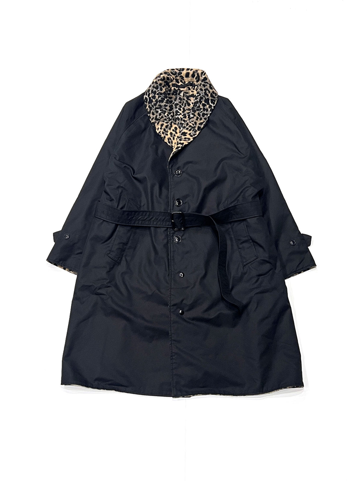 Shawl Collar Reversible Coat - Iridescent Twill Black