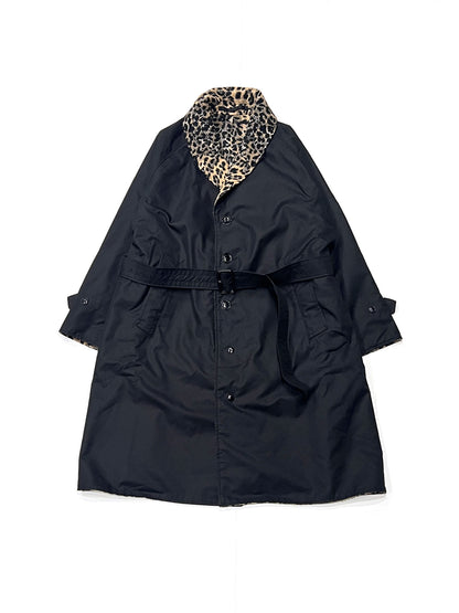 Shawl Collar Reversible Coat - Iridescent Twill Black