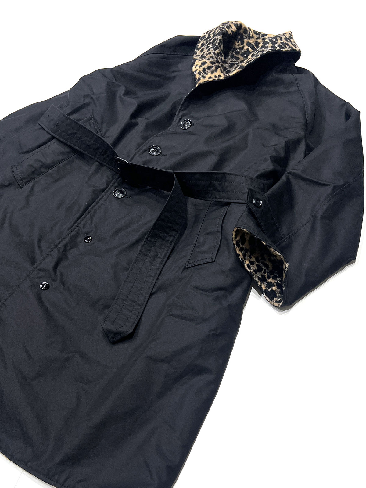 Shawl Collar Reversible Coat - Iridescent Twill Black