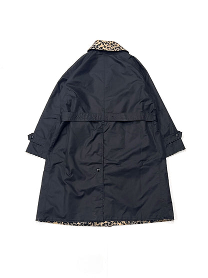 Shawl Collar Reversible Coat - Iridescent Twill Black