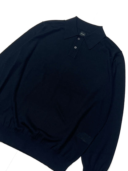 STRUCTURE EYELET L/S POLO BLACK