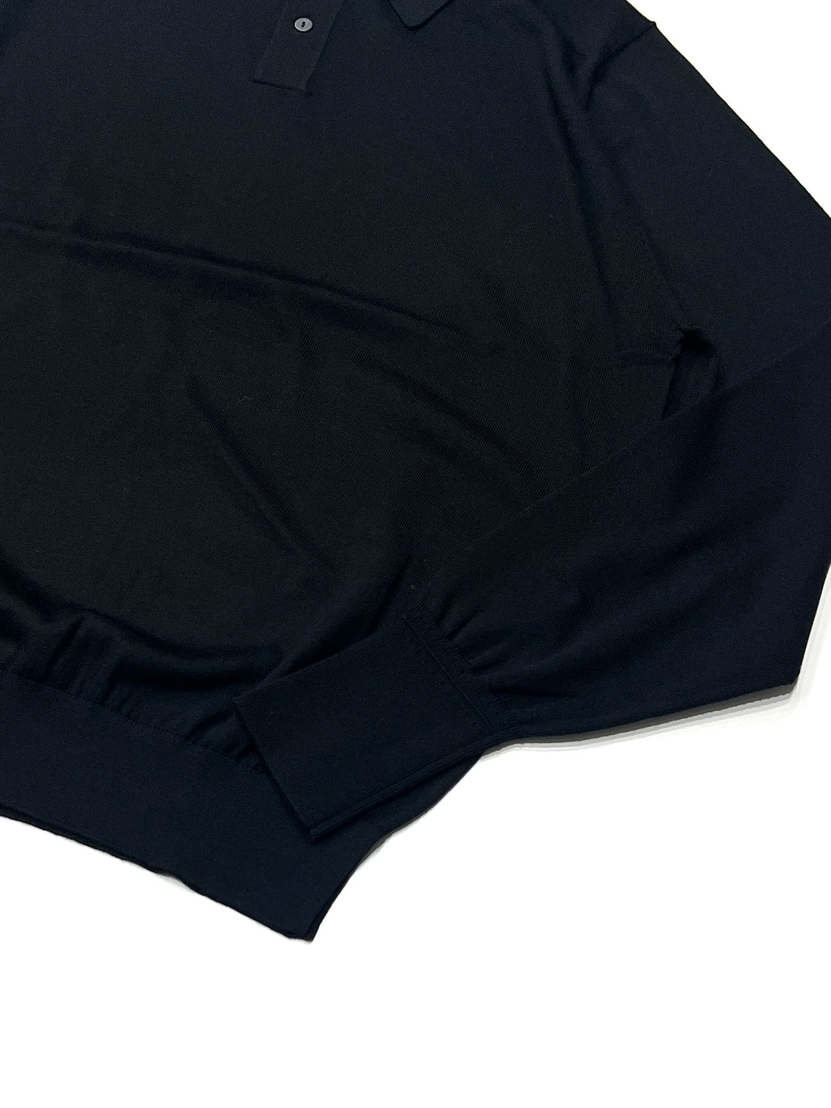 STRUCTURE EYELET L/S POLO BLACK