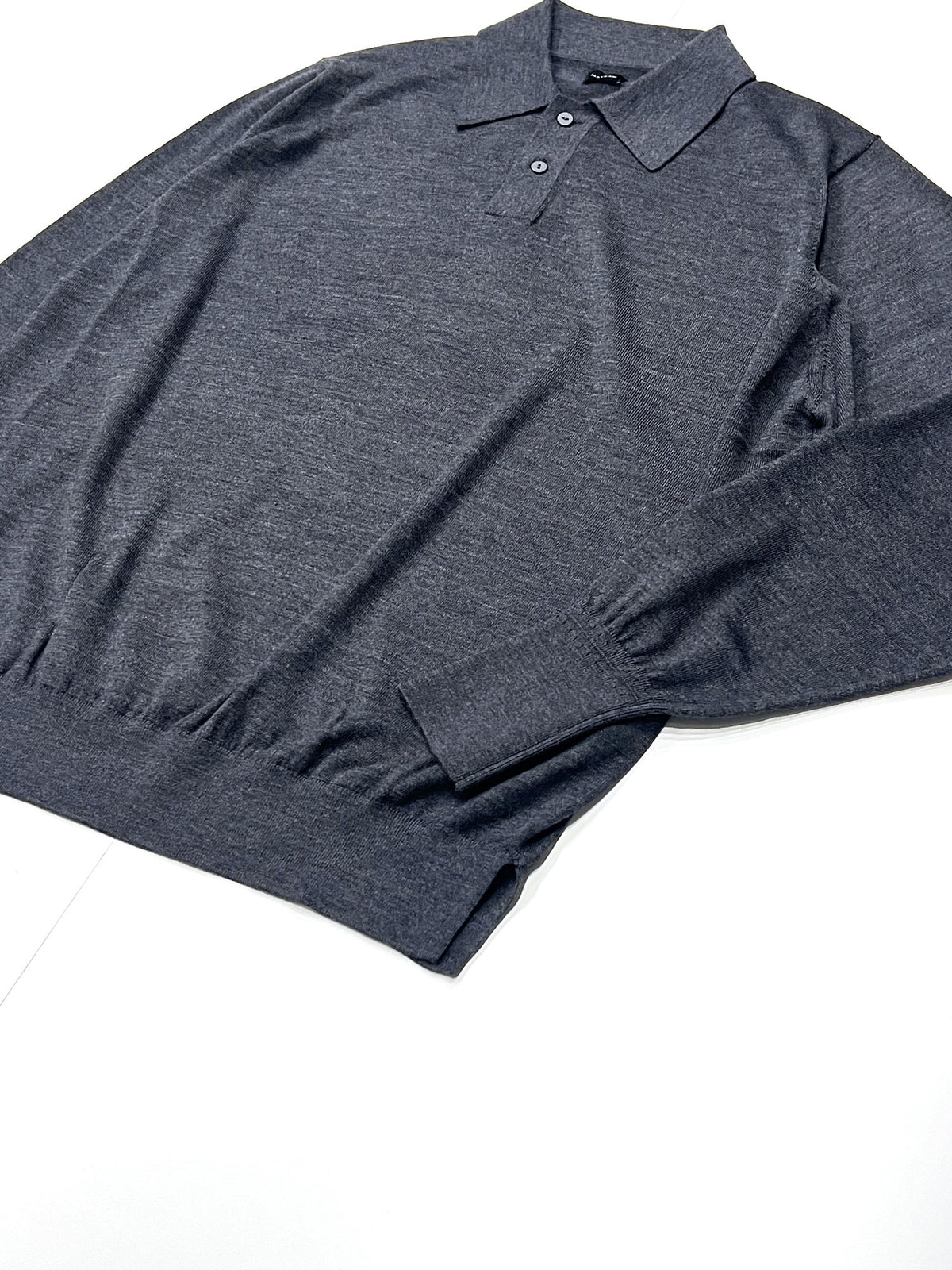 STRUCTURE EYELET L/S POLO GREY
