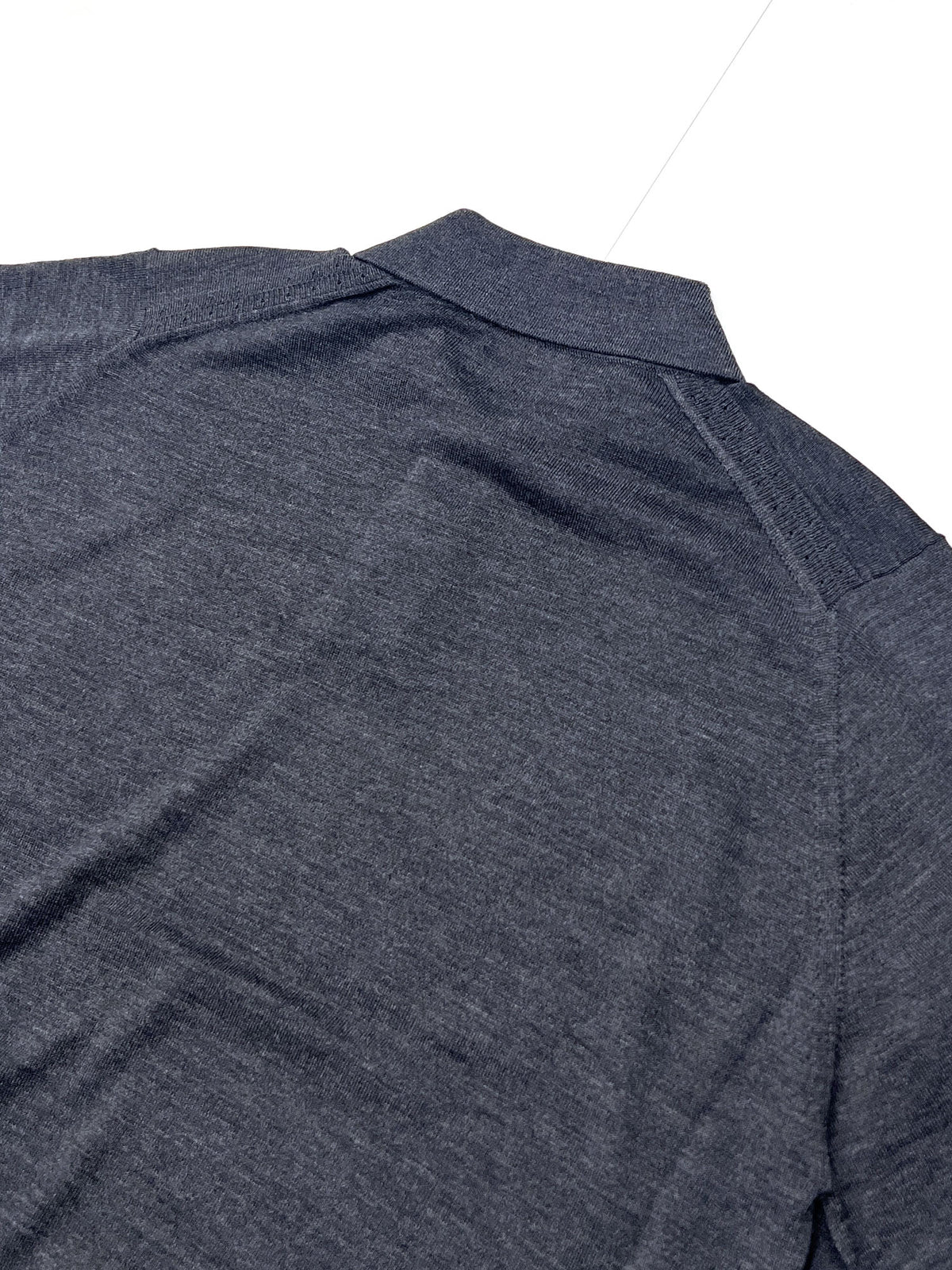 STRUCTURE EYELET L/S POLO GREY