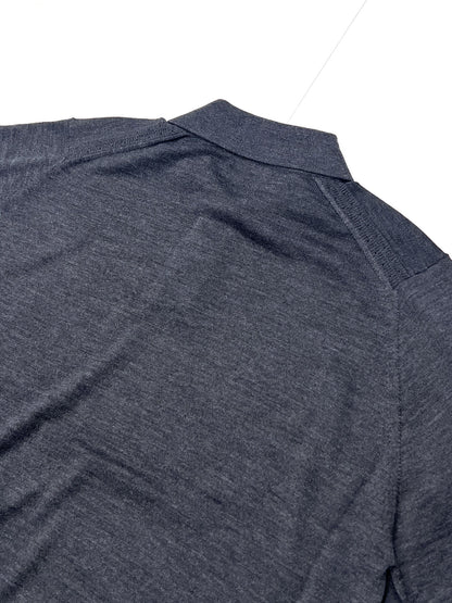 STRUCTURE EYELET L/S POLO GREY