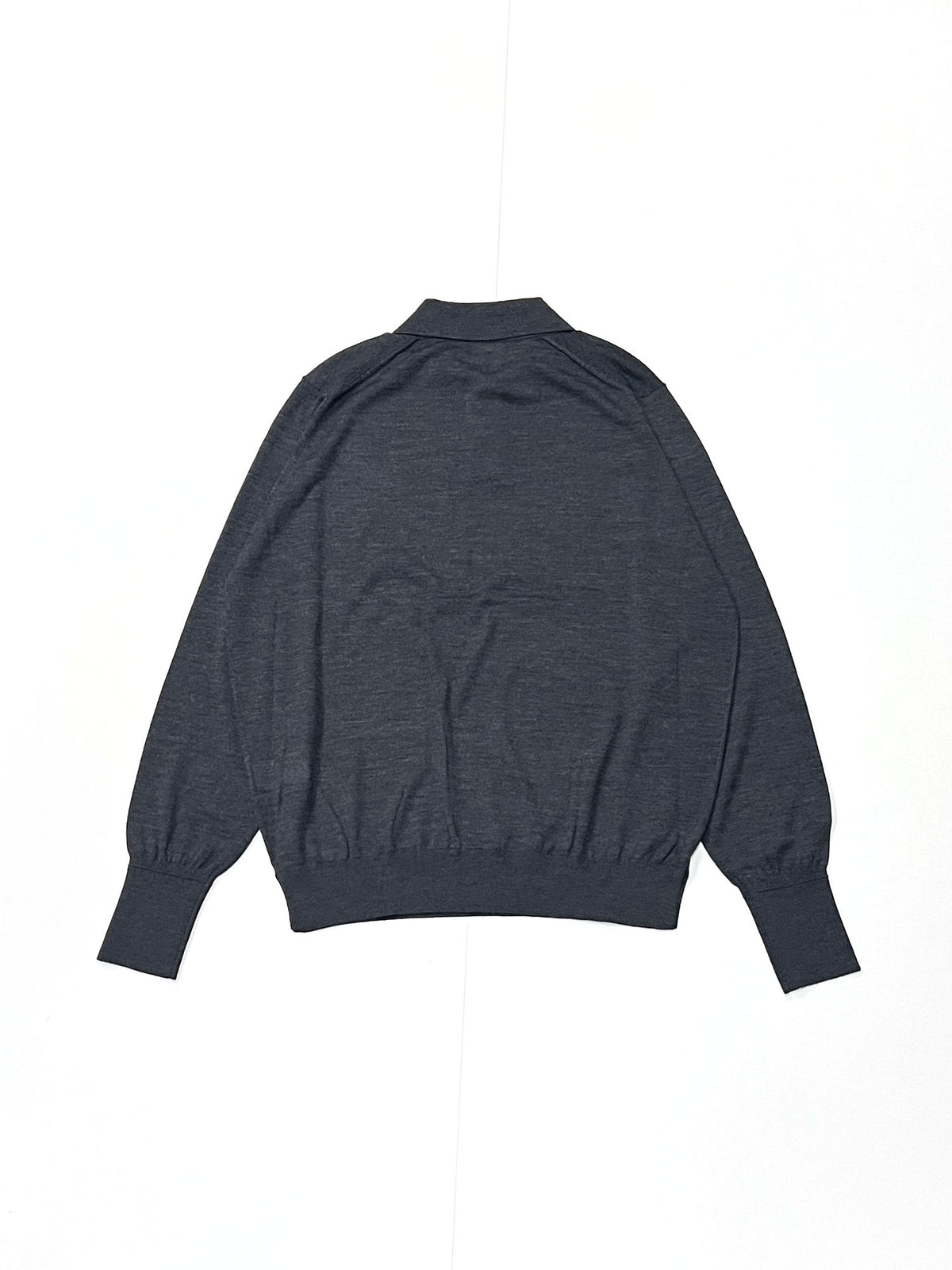 STRUCTURE EYELET L/S POLO GREY
