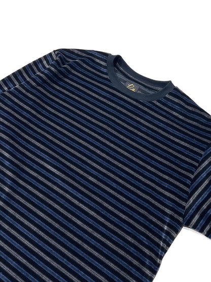 L/S CREW NECK TEE - STRIPE VELOUR BLACK