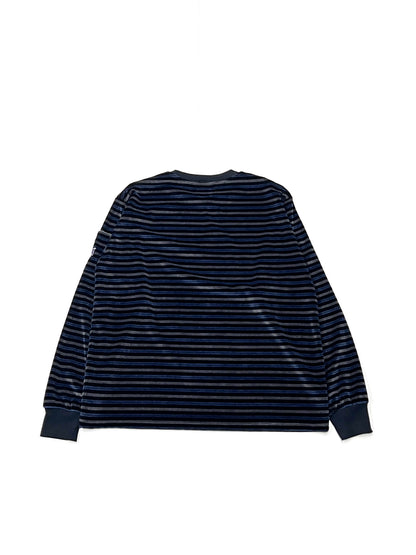 L/S CREW NECK TEE - STRIPE VELOUR BLACK