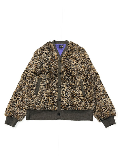 RUBBIT FUR CARDIGAN - ANIMAL PRINTED LEOPARD