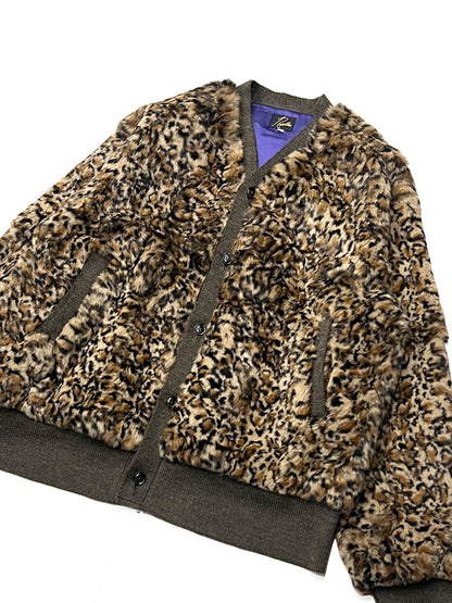 RUBBIT FUR CARDIGAN - ANIMAL PRINTED LEOPARD