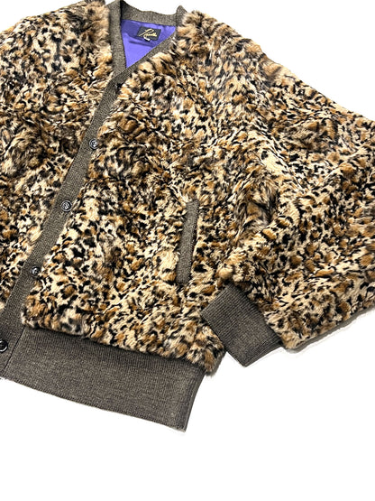 RUBBIT FUR CARDIGAN - ANIMAL PRINTED LEOPARD