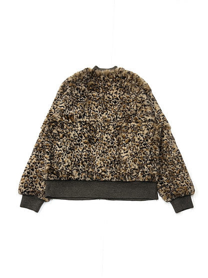 RUBBIT FUR CARDIGAN - ANIMAL PRINTED LEOPARD