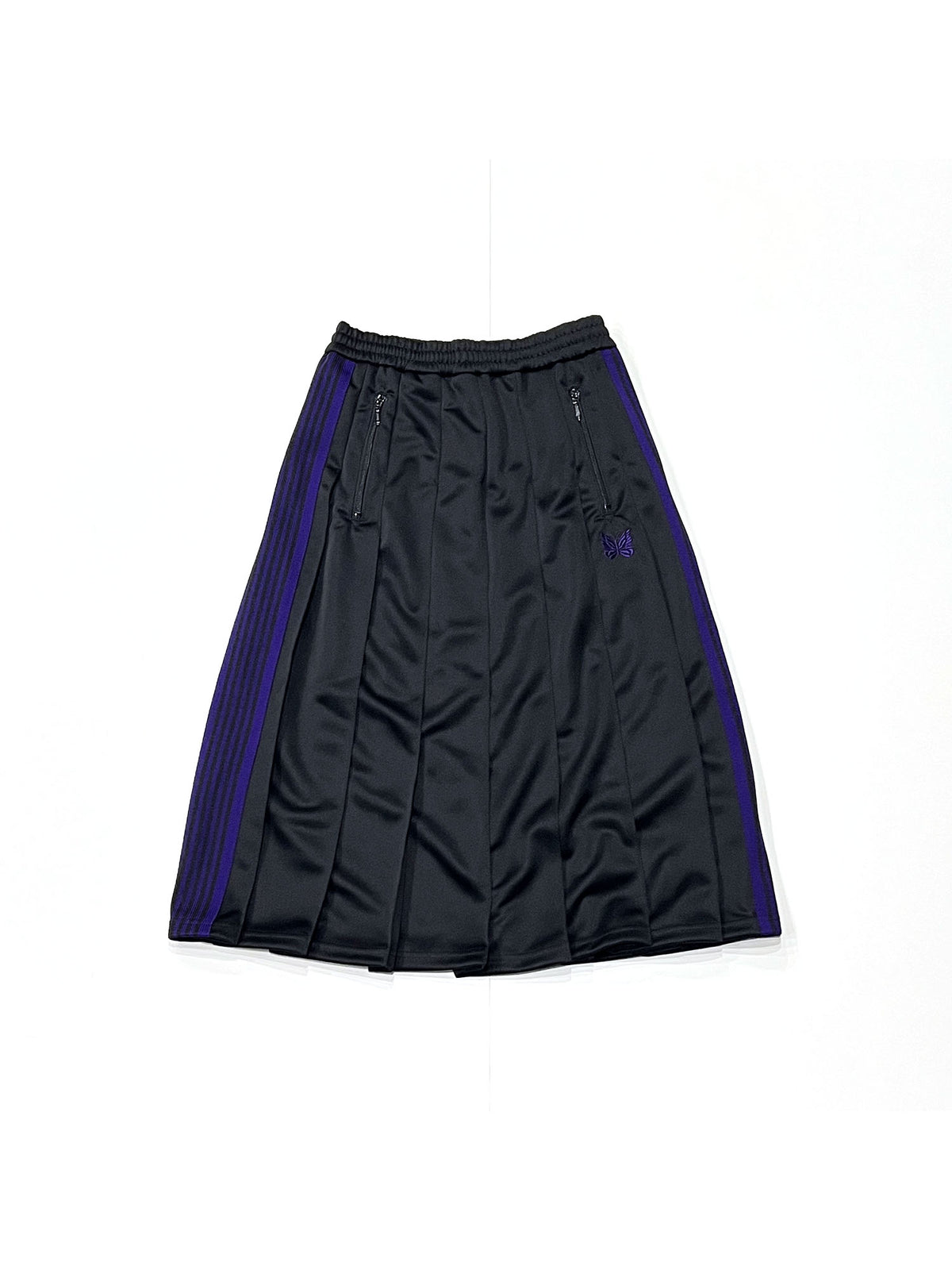 PLEATED TRACK SKIRT - POLY SMOOTH BLACK